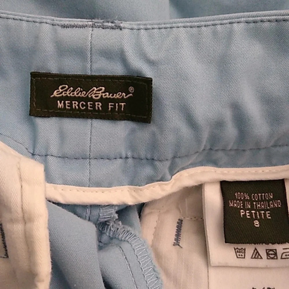EDDIE BAUER SOFT BRUSHED COTTON, MIDRISE,LITE BLUE, 4 POCKET CROPPED CHINO PANTS - Picture 7 of 7